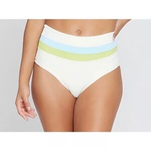 NEW L*SPACE Portia Striped High-Waisted Bikini Bottoms